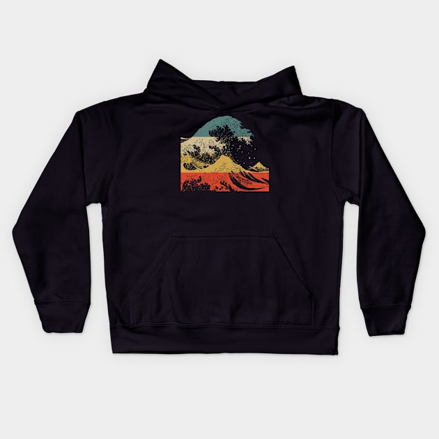 Great Wave Vintage Kids Hoodie by giovanniiiii